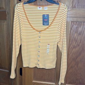 Levis Long Sleeve Ribbed Tee Slim Fit, Size 1X NWT